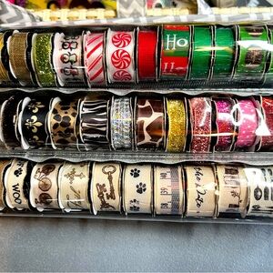 Paper Studio71 Spools of Assorted Ribbons Plus Storage Case ( MOST ARE NOT USED)